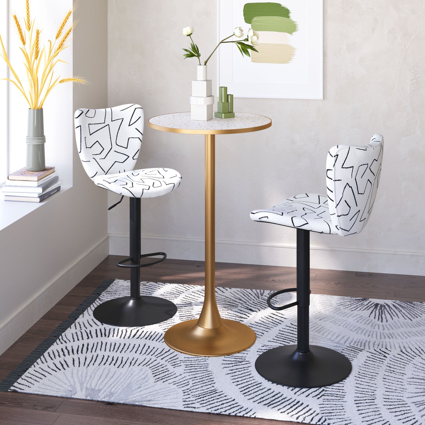 Bite Bar Table in Beige and Gold – Modern High-Top Accent Table