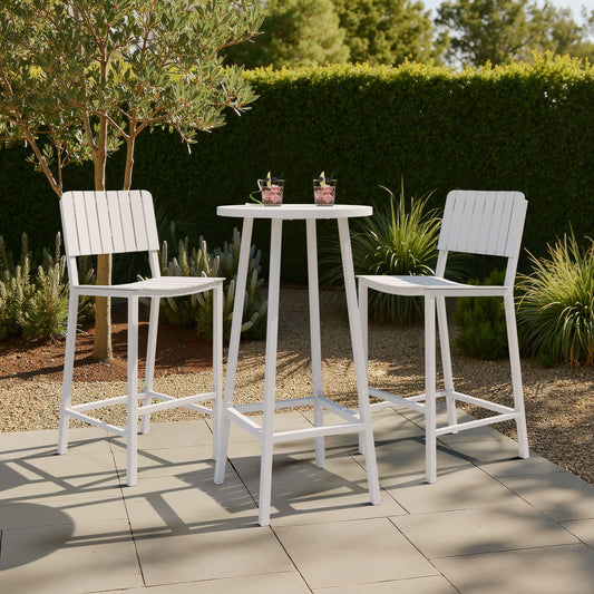 Ren Outdoor Bar Table in White – Modern Aluminum Patio Table