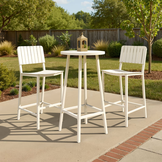 Kayu Outdoor Barstool in White – Modern Aluminum Patio Seating