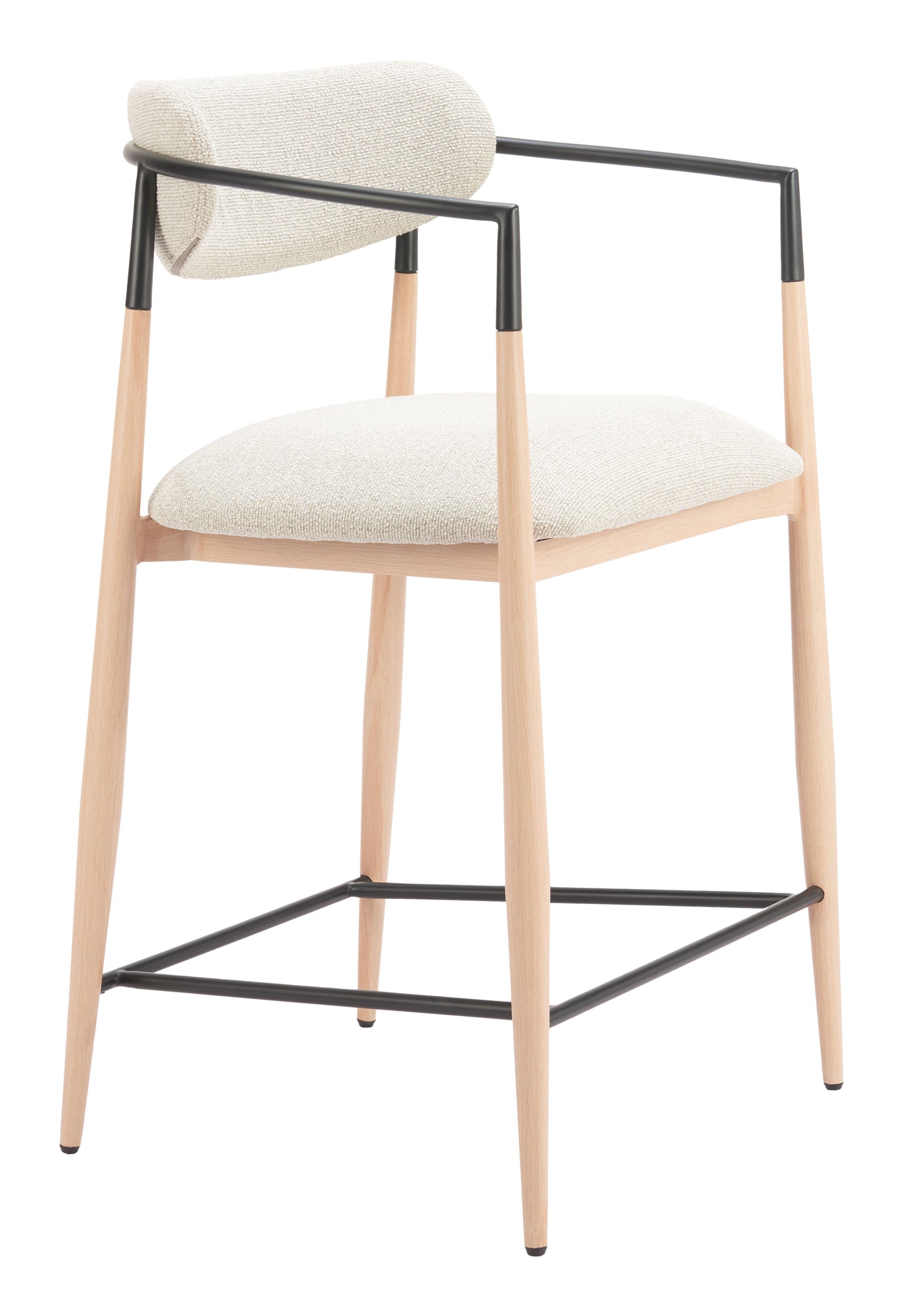 Equinox Counter Stool in Oyster Gray & Natural – Modern Upholstered Bar Chair