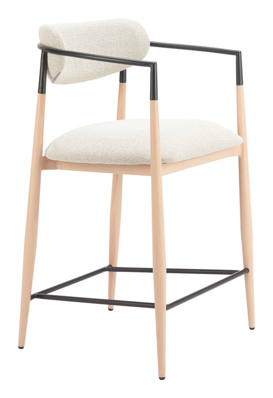 Equinox Counter Stool in Oyster Gray & Natural – Modern Upholstered Bar Chair