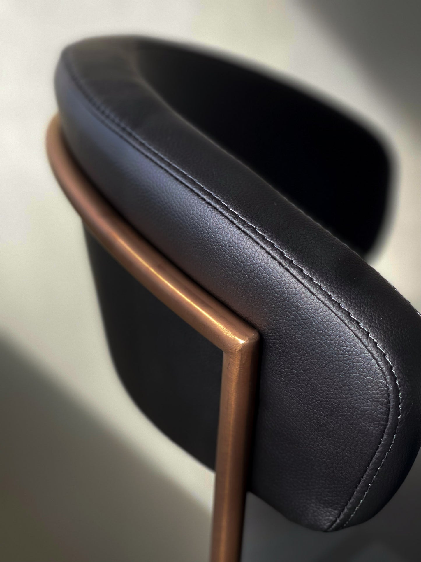 Nova Bar Stool in Black Leatherette & Rose Gold Stainless Steel by Whiteline Modern Living