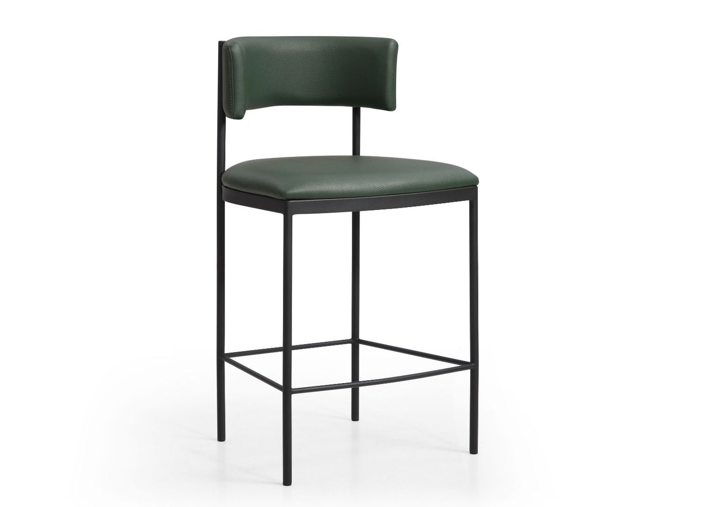 Envie Counter Stool in Green Leatherette & Black Steel by Whiteline Modern Living