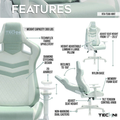 Techni Sport TS86 Ergonomic Pastel Gaming Chair