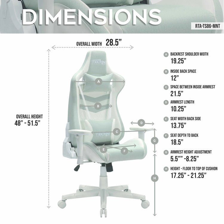 Techni Sport TS86 Ergonomic Pastel Gaming Chair