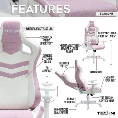 Techni Sport TS86 Ergonomic Pastel Gaming Chair