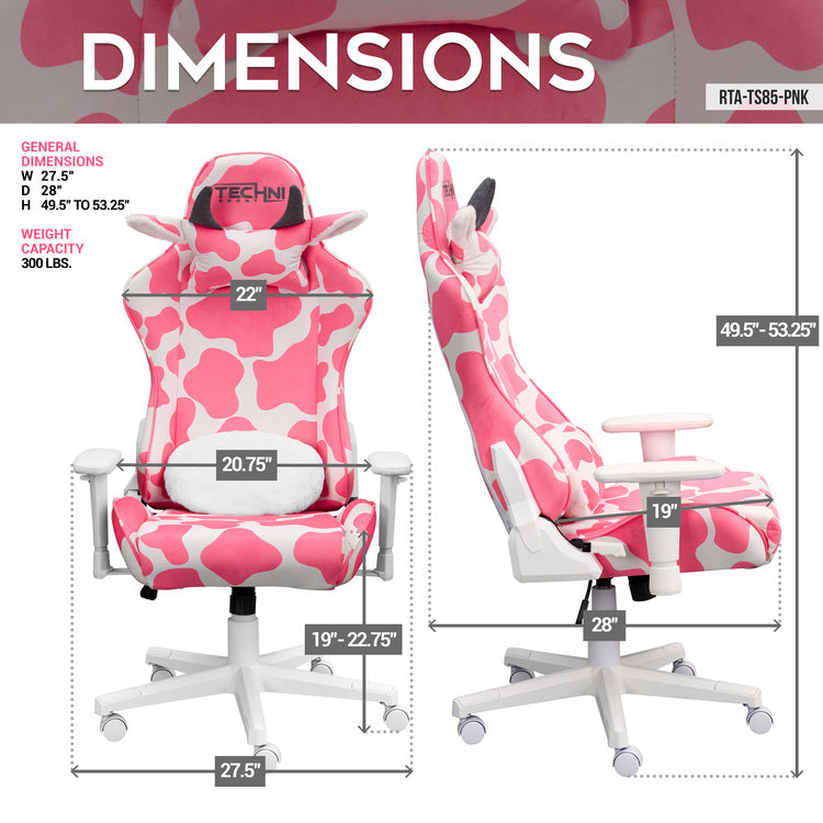 TS85 Lavender COW Series Gaming Chair, Pink