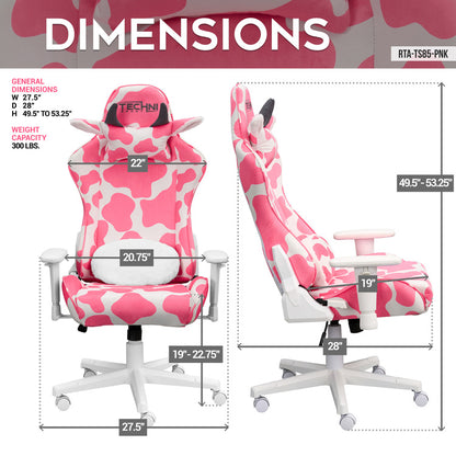 TS85 Lavender COW Series Gaming Chair, Pink