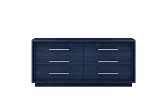 Alexander Dresser & Mirror Set in High Gloss Saphire Blue & Stainless Steel by Whiteline Modern Living