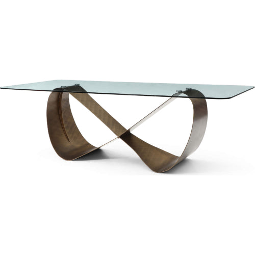 Tiffany 94" Dining Table in Tempered Glass & Brushed Bronze by Whiteline Modern Living