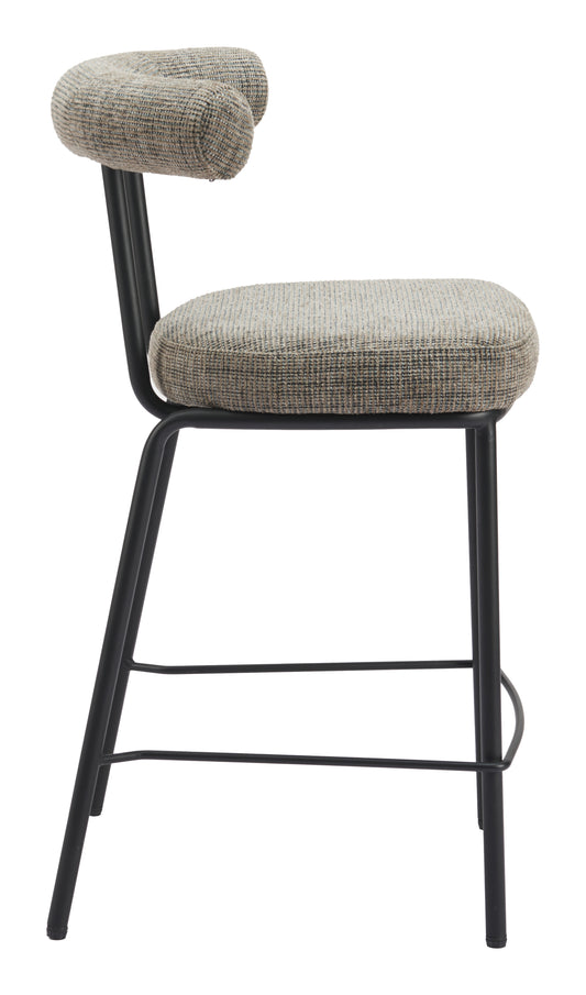 Kede Counter Stool in Green Tweed – Modern Chenille Fabric Kitchen & Bar Chair