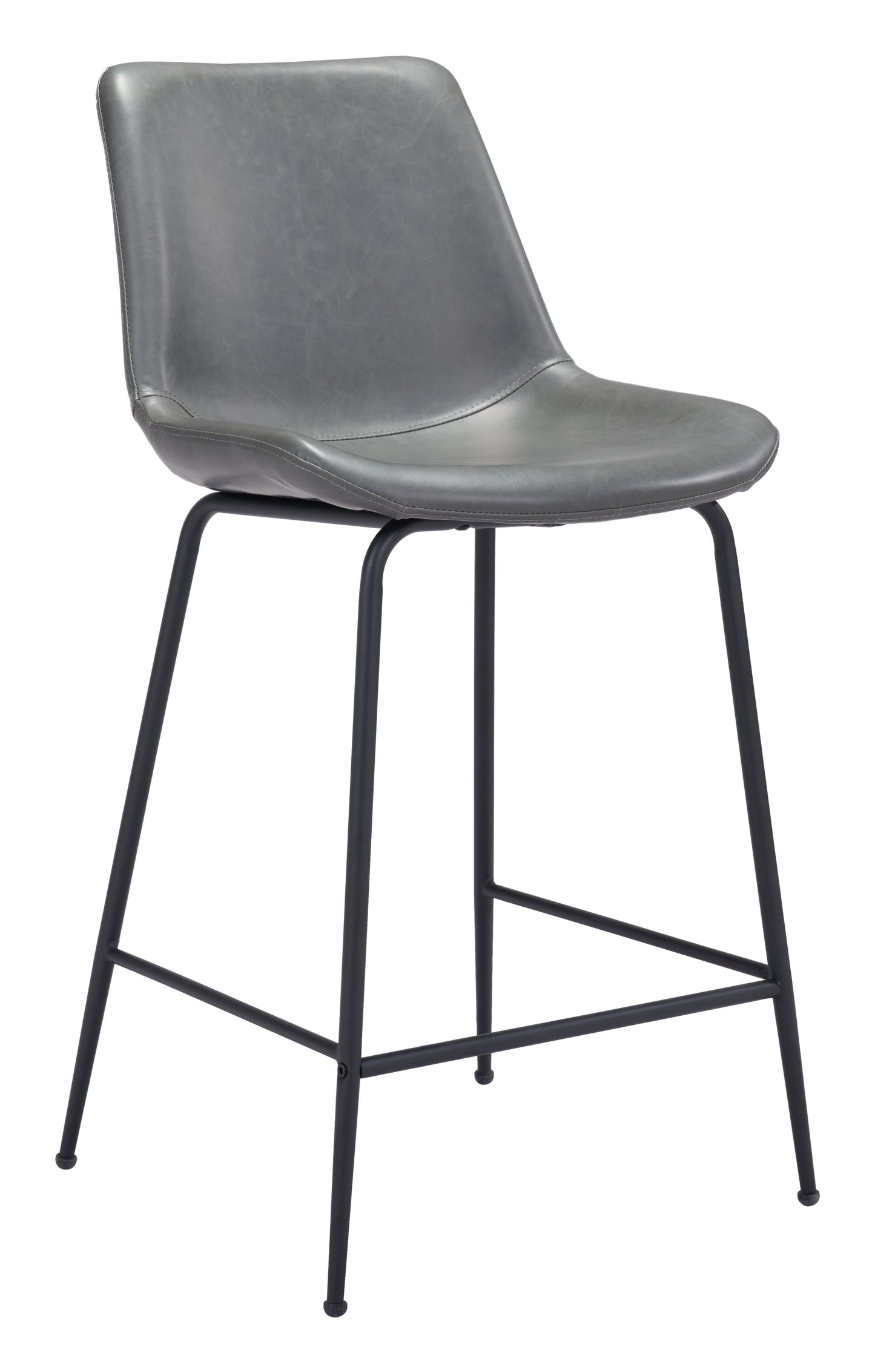 Byron Counter Stool in Gray – Modern Faux Leather Bar Chair