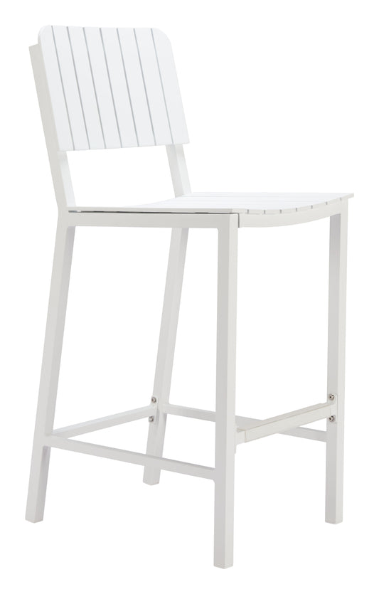 Kayu Outdoor Barstool in White – Modern Aluminum Patio Seating