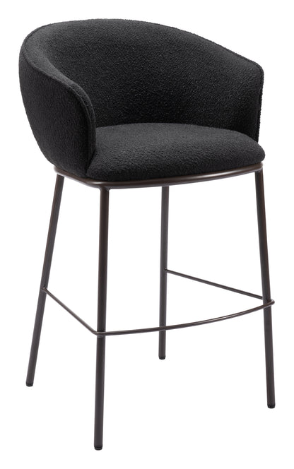 Counter Height Bar Stools – Essen Black Faux Leather with Bronze Legs