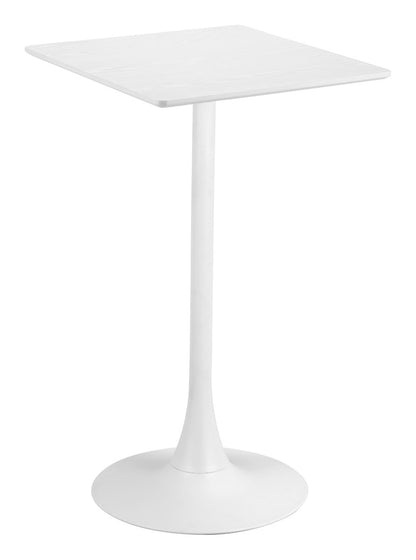 Valleta Bar Table in White – Modern Pedestal High-Top Table