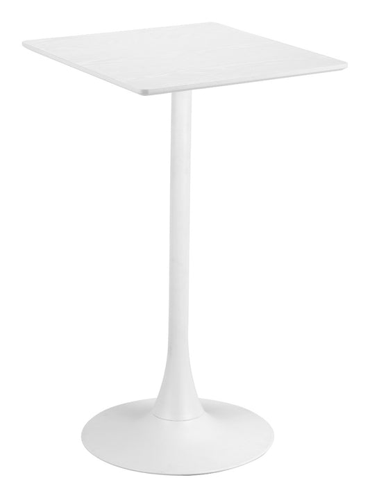 Valleta Bar Table in White – Modern Pedestal High-Top Table