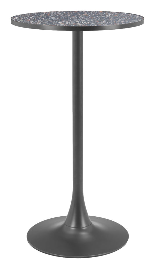 Bite Black Bar Table – Modern Terrazzo-Style Square High-Top with Steel Base