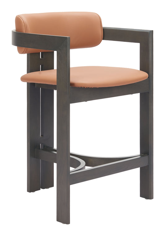 Shaili Counter Stool in Brown Faux Leather with Black Legs – Modern Kitchen & Bar Seating