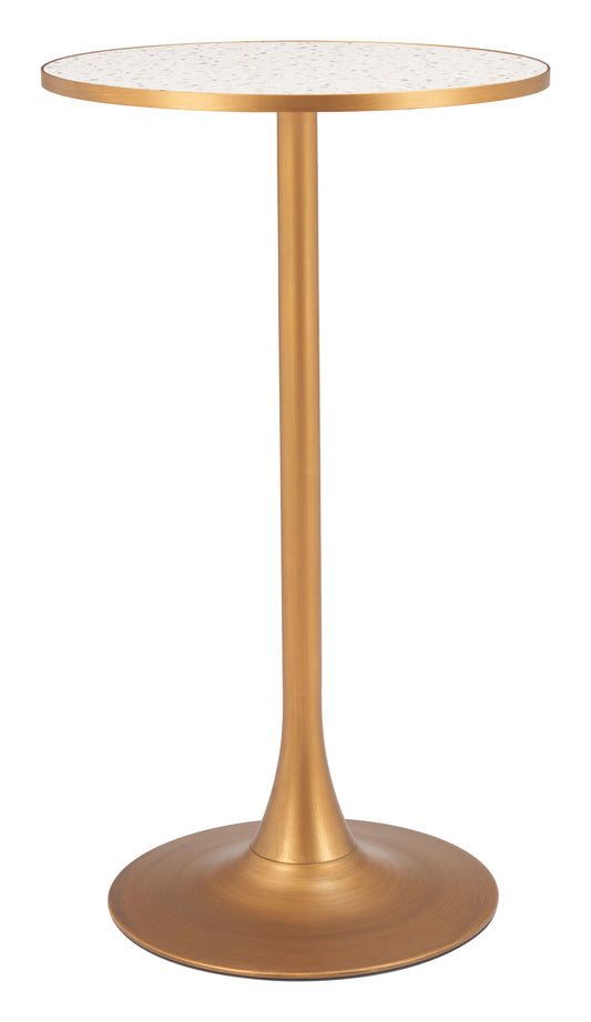Bite Bar Table in Beige and Gold – Modern High-Top Accent Table
