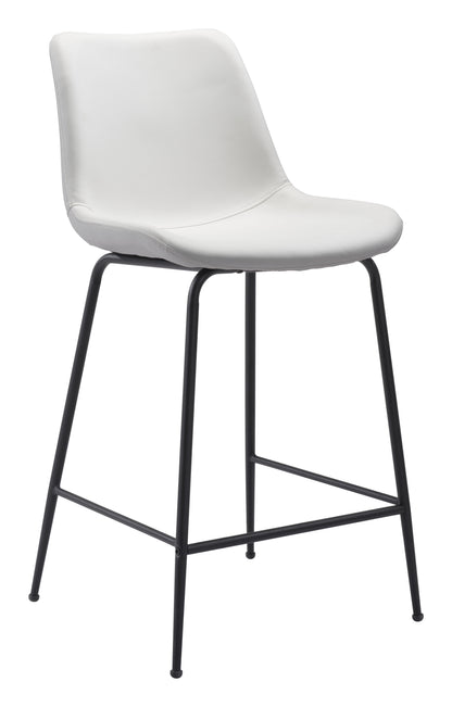 Byron Counter Stool in White – Modern Faux Leather Kitchen & Bar Chair