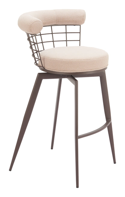 Outdoor Bar Stools – Brown Swivel Seat with Footrest