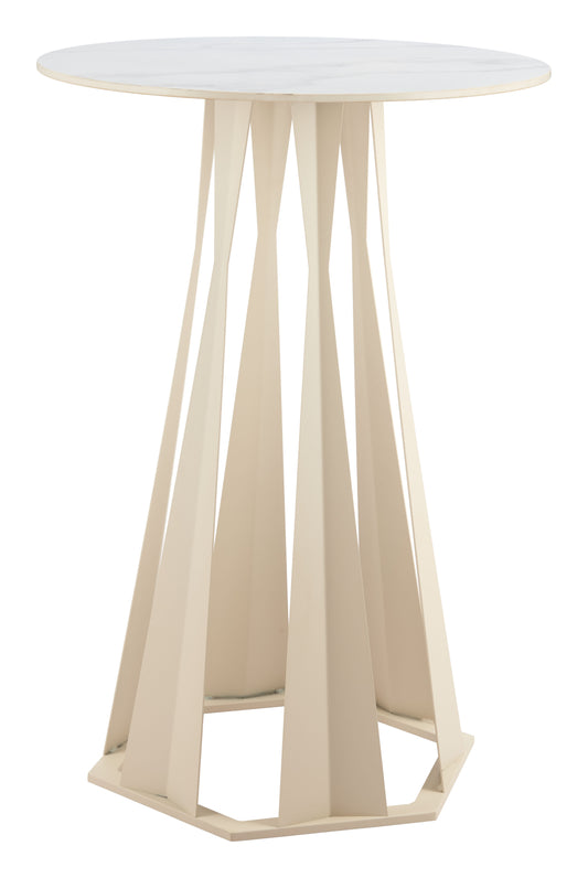 Axis Bar Table in White – Modern Faux Marble Bar-Height Table