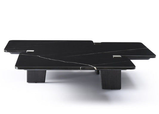 Amora Coffee Table in Black Marble, Brushed Stainless & Smoked Oak by Whiteline Modern Living