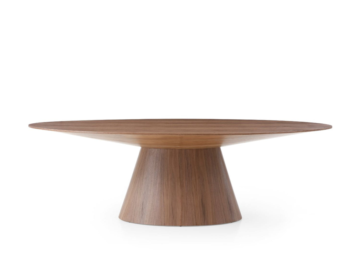 Bruno 95" Oval Pedestal Dining Table in Grey Oak Veneer by Whiteline Modern Living