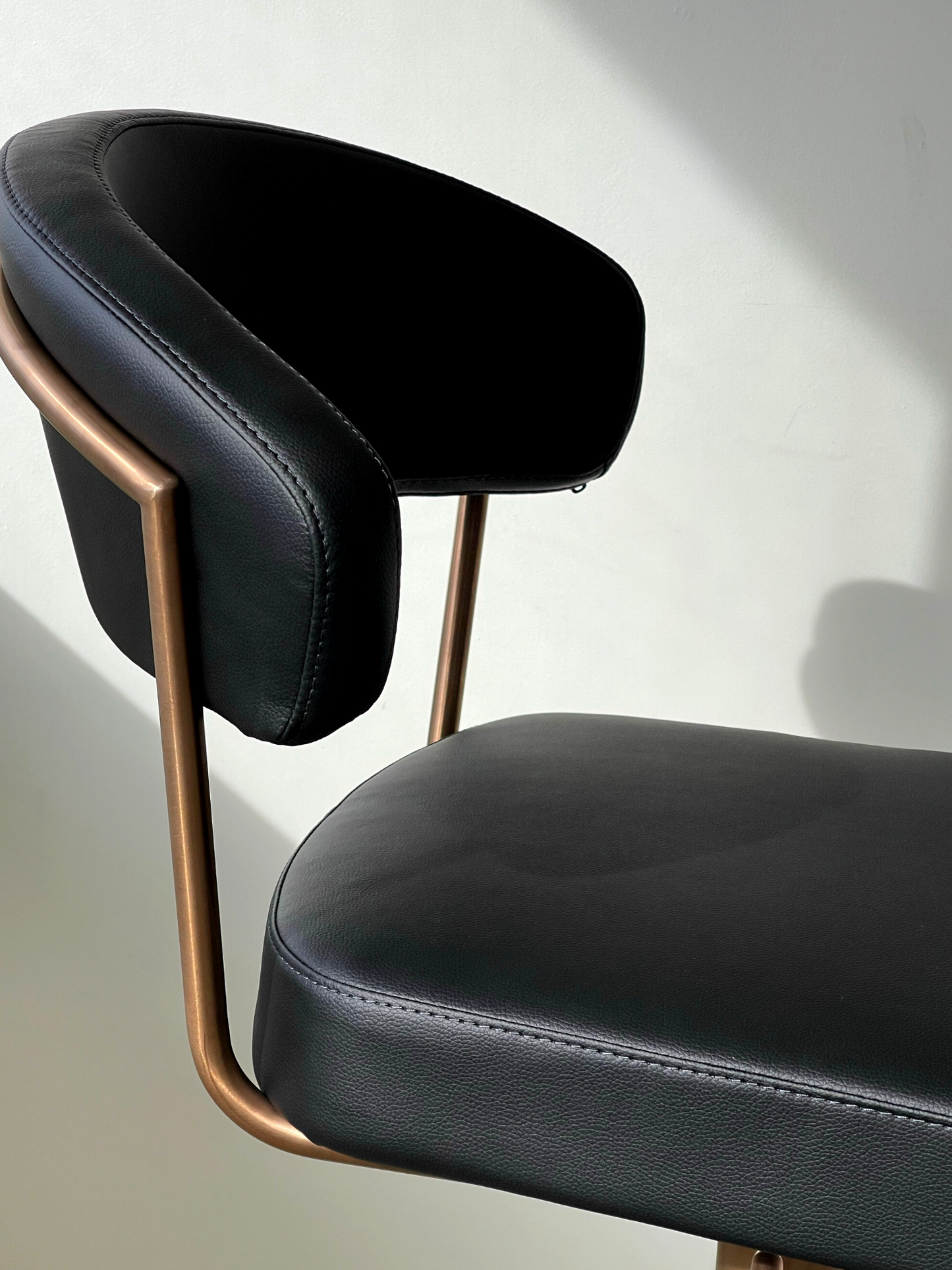 Nova Bar Stool in Black Leatherette & Rose Gold Stainless Steel by Whiteline Modern Living