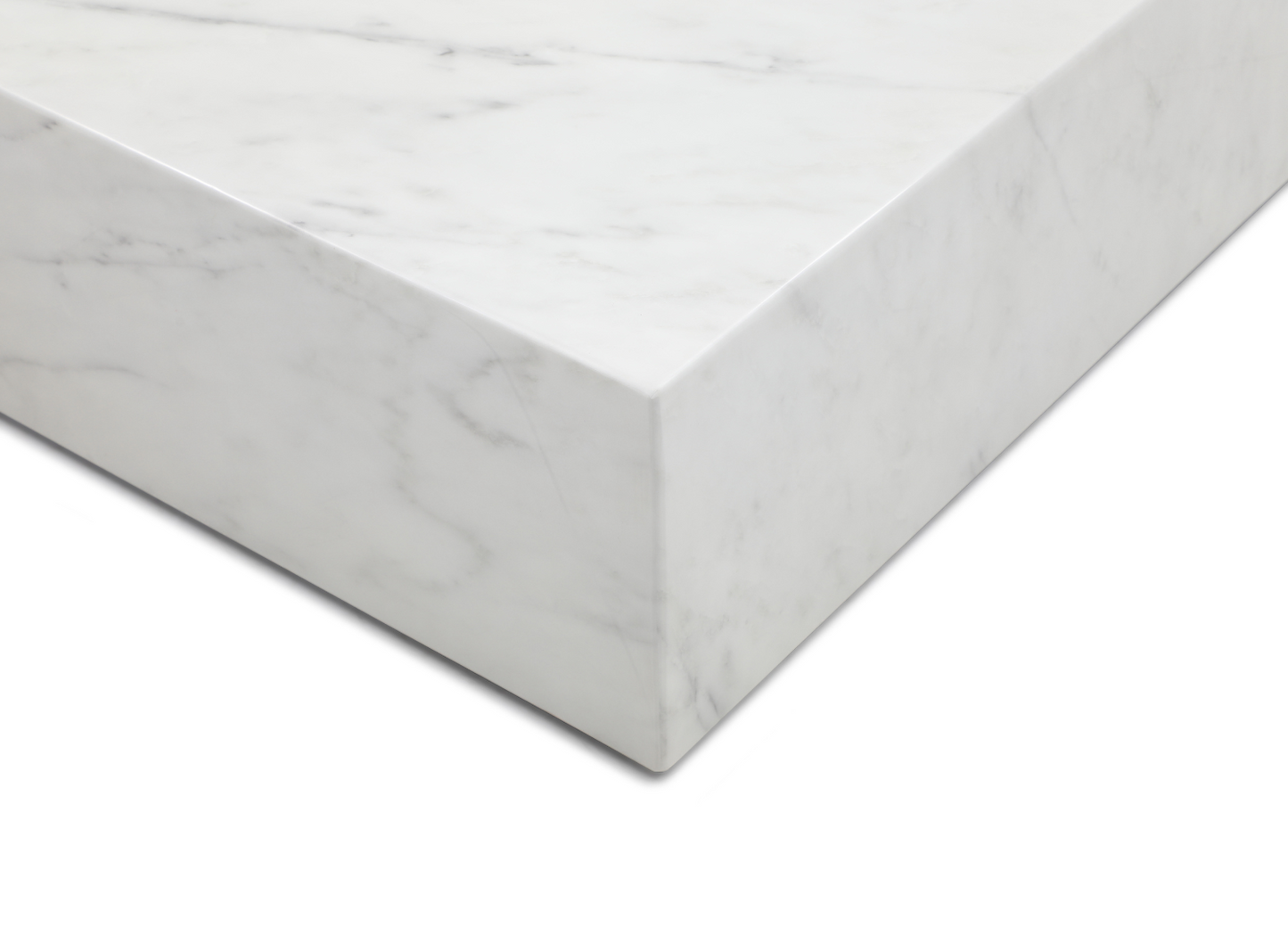 Cube Square Coffee Table w/ Casters in High Gloss White Marble by Whiteline Modern Living