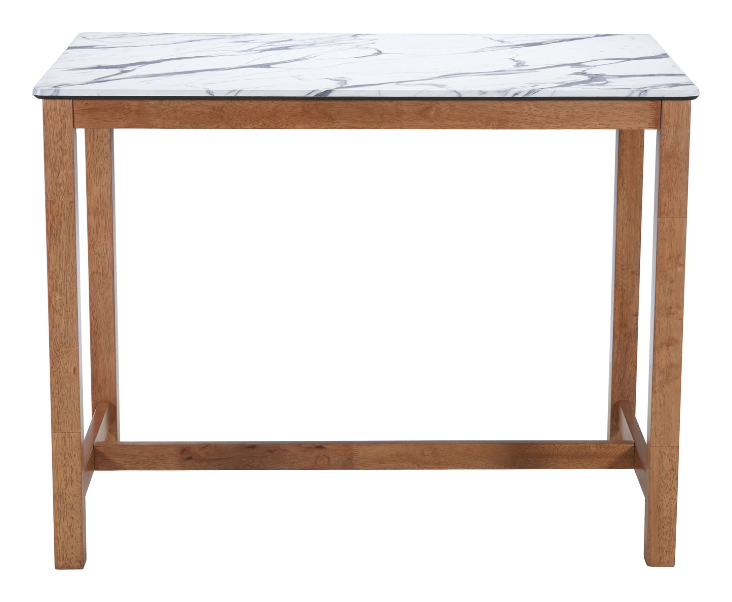 Fein White Counter Table – Modern Faux Marble & Rubberwood Dining Table