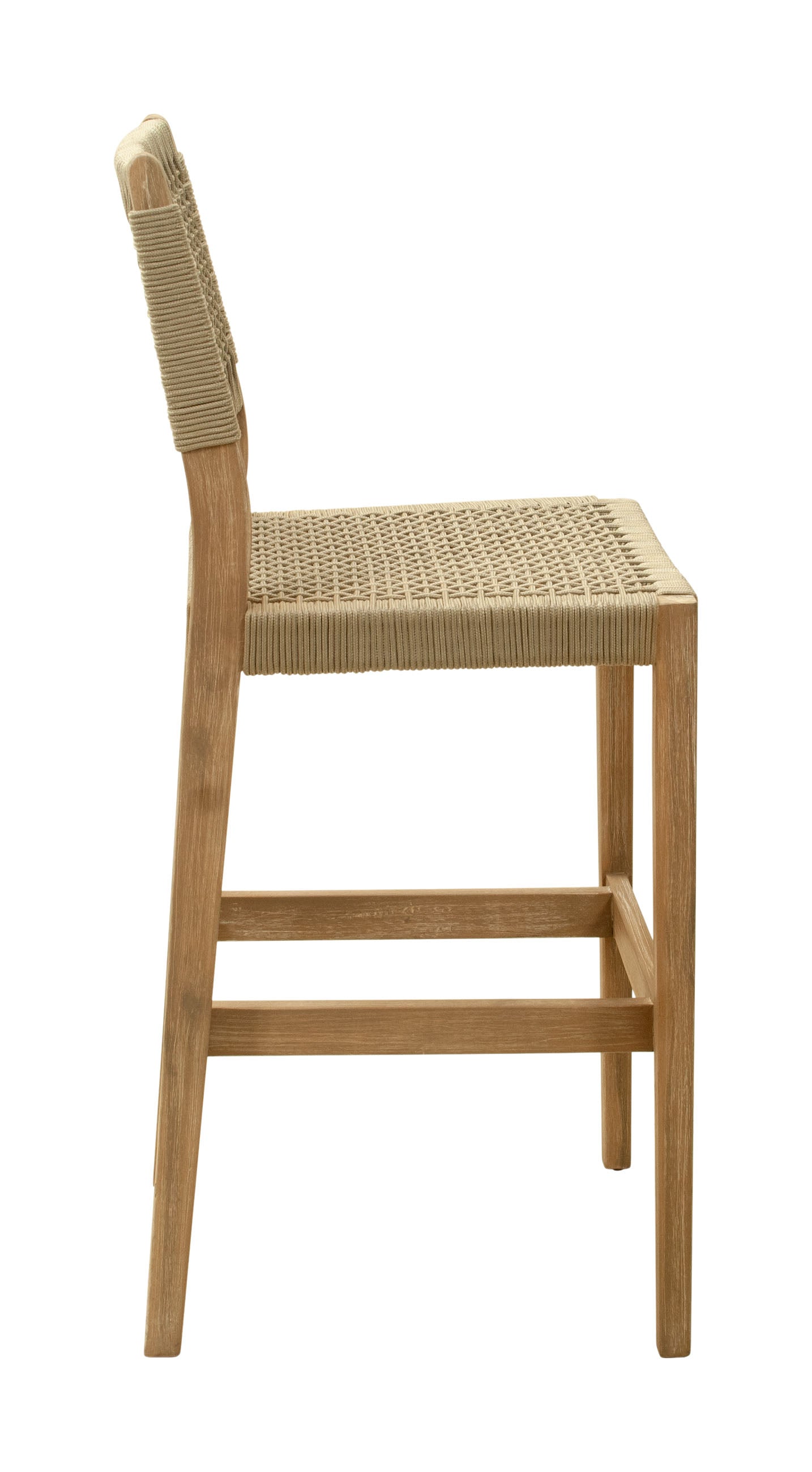 Corde Barstool in Beige with Natural Acacia Wood – Modern Counter Height Seating