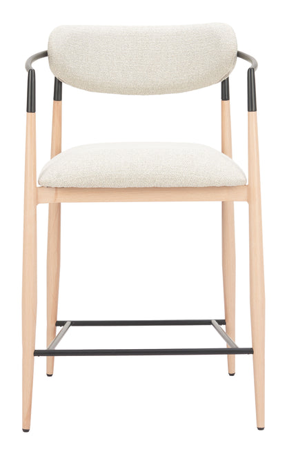 Equinox Counter Stool in Oyster Gray & Natural – Modern Upholstered Bar Chair