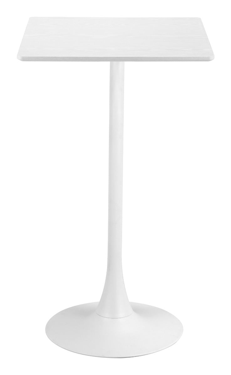 Valleta Bar Table in White – Modern Pedestal High-Top Table