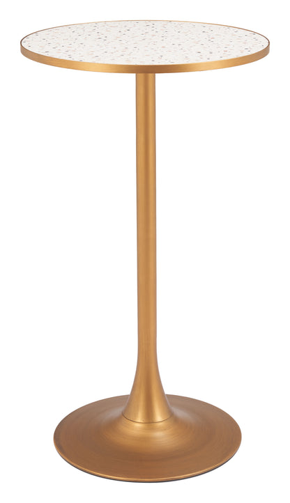 Bite Bar Table in Beige and Gold – Modern High-Top Accent Table