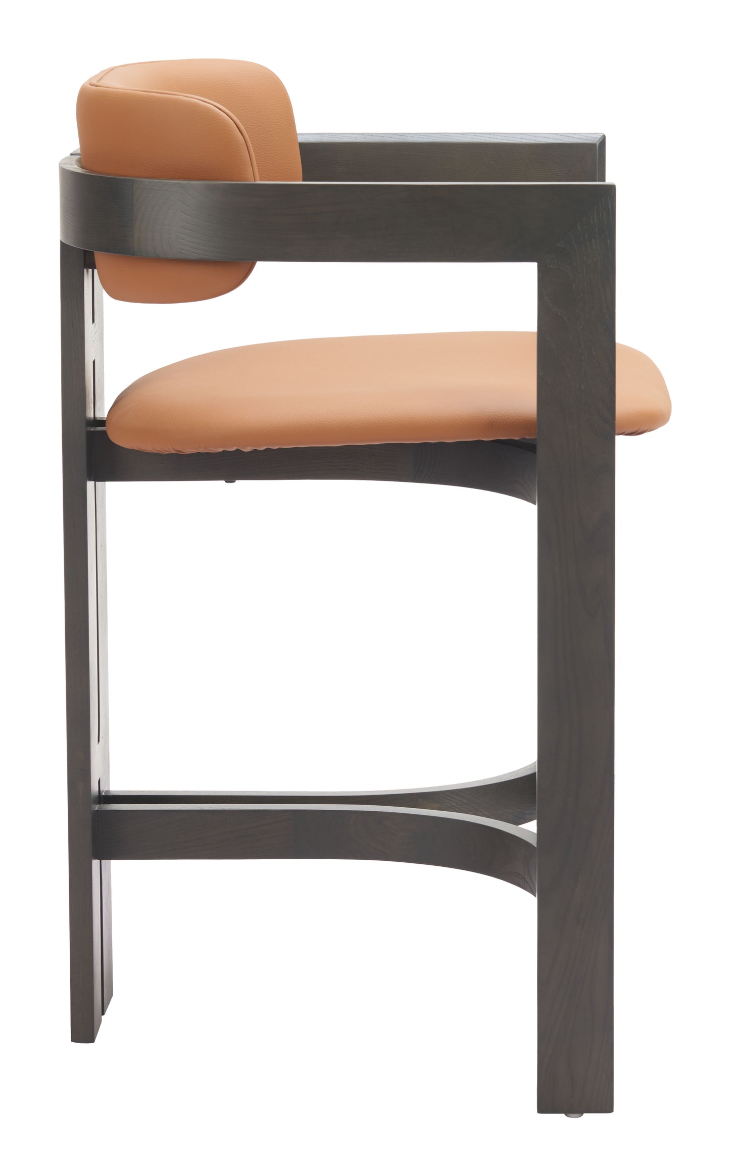 Shaili Counter Stool in Brown Faux Leather with Black Legs – Modern Kitchen & Bar Seating