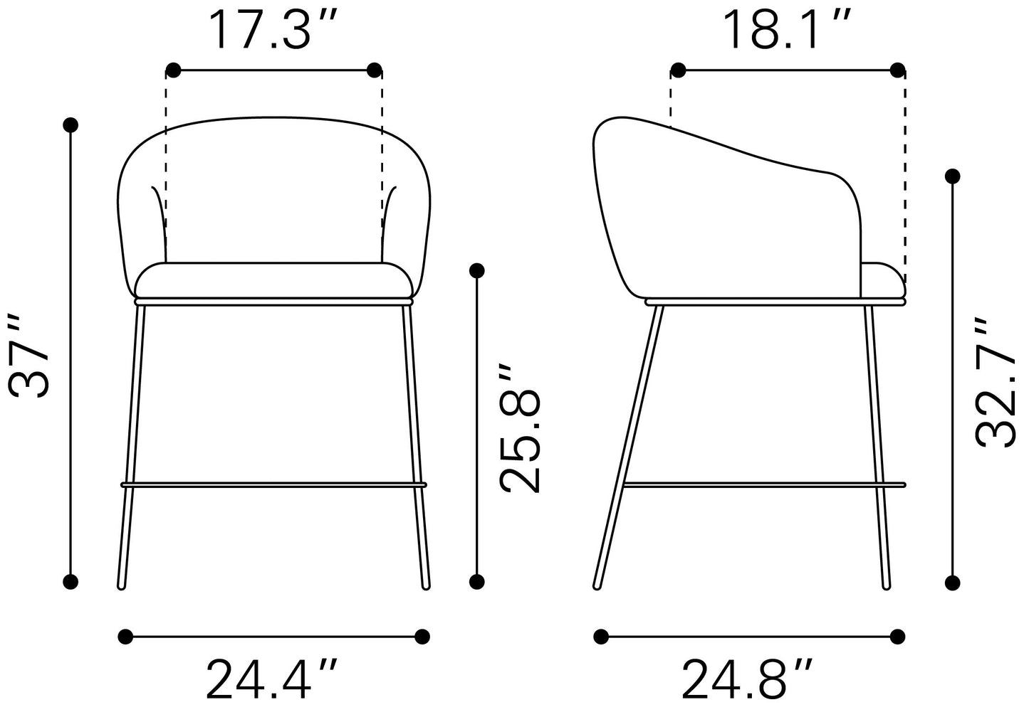 Essen Counter Stool in Ivory – Modern Teddy Fabric Bar Chair