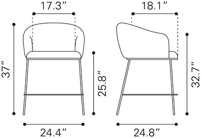 Essen Counter Stool in Ivory – Modern Teddy Fabric Bar Chair