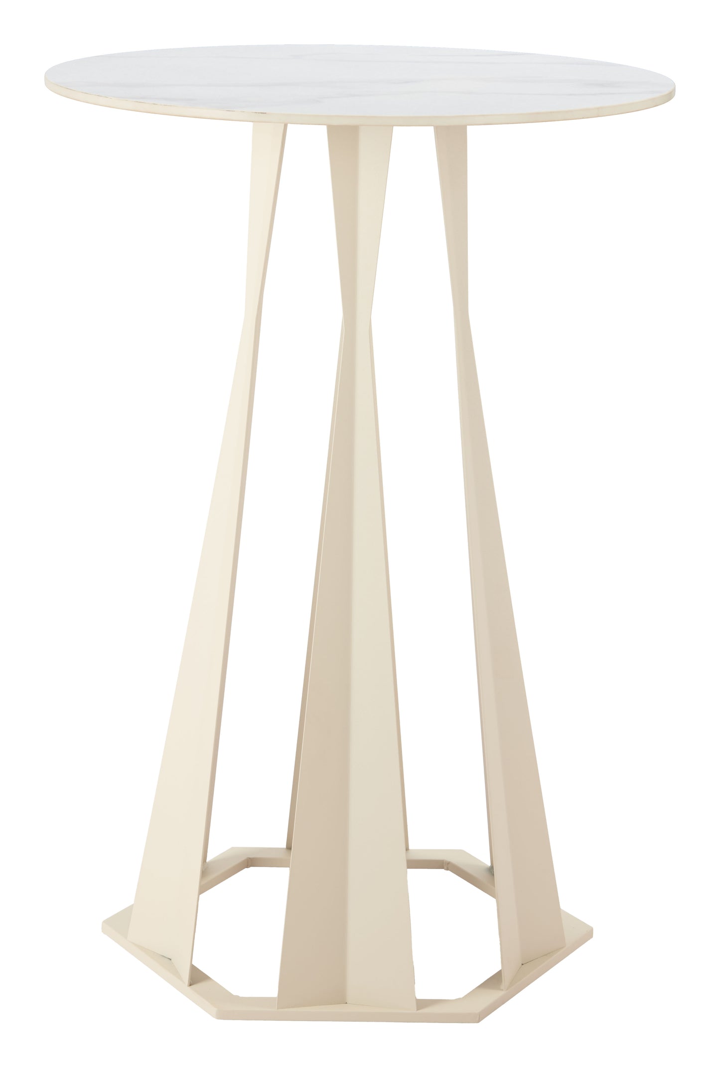 Axis Bar Table in White – Modern Faux Marble Bar-Height Table