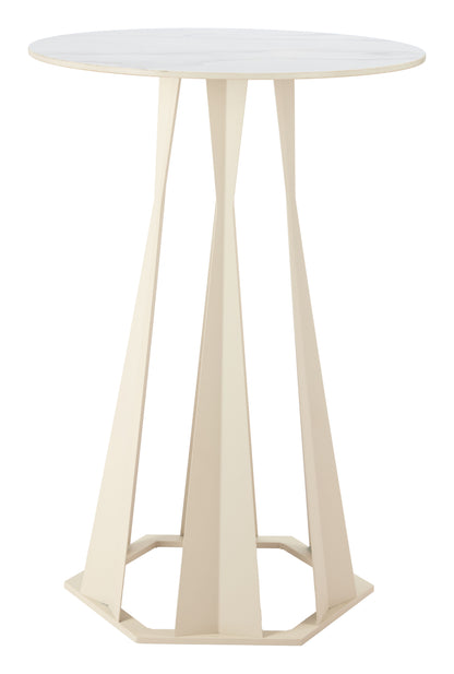 Axis Bar Table in White – Modern Faux Marble Bar-Height Table