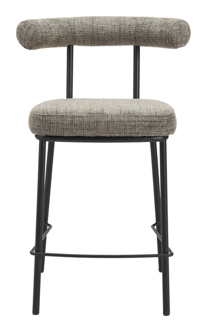 Kede Counter Stool in Green Tweed – Modern Chenille Fabric Kitchen & Bar Chair