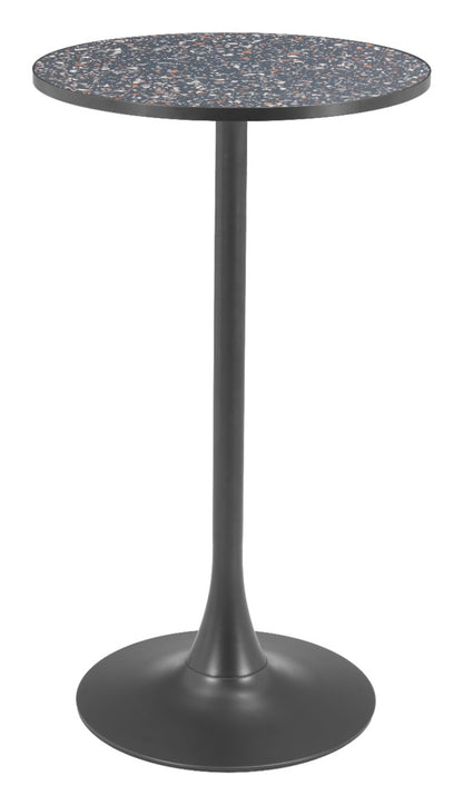 Bite Black Bar Table – Modern Terrazzo-Style Square High-Top with Steel Base