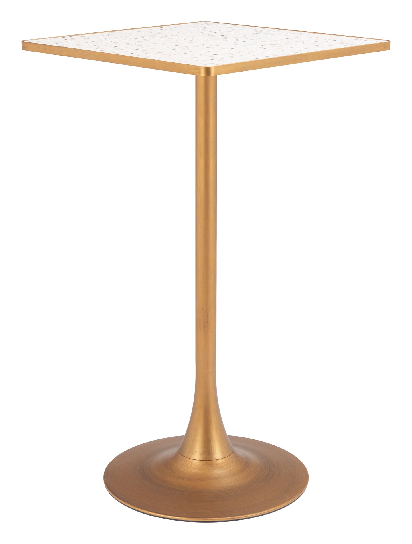 Spot Bar Table in Beige & Gold – Modern Faux Terrazzo Bar-Height Table