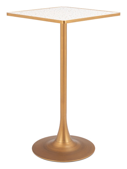 Spot Bar Table in Beige & Gold – Modern Faux Terrazzo Bar-Height Table