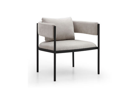 Envie Accent Chair in Light Grey Fabric & Sanded Black Steel (Set of 2) by Whiteline Modern Living