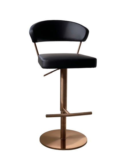 Nova Bar Stool in Black Leatherette & Rose Gold Stainless Steel by Whiteline Modern Living