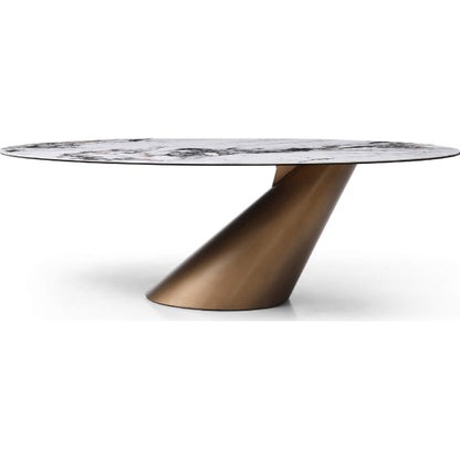 Alondra 94" Dining Table in Ceramic & Brushed Bronze Metal by Whiteline Modern Living