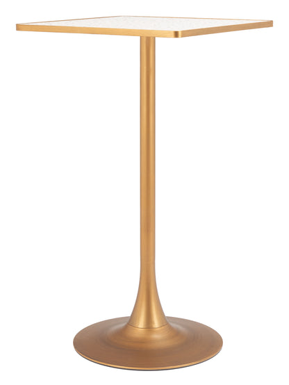 Spot Bar Table in Beige & Gold – Modern Faux Terrazzo Bar-Height Table