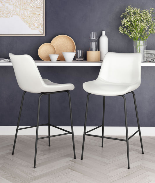 Byron Counter Stool in White – Modern Faux Leather Kitchen & Bar Chair