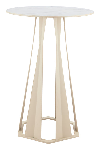 Axis Bar Table in White – Modern Faux Marble Bar-Height Table